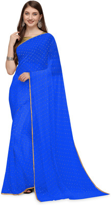 Prutha Fashions Embellished Bollywood Chiffon Saree(Blue)