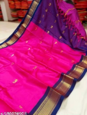 Paithani Woven Kanjivaram Pure Silk Saree(Pink)