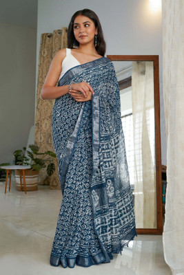 HITESH ENTERPRISE Self Design Dharmavaram Cotton Linen Saree(Grey)