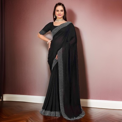 MANISHA Embellished Bollywood Georgette Saree(Black)