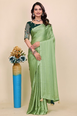 K 5 FASHION Embellished, Embroidered Bollywood Georgette Saree(Light Green)