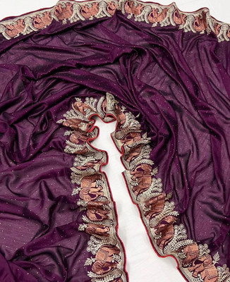 RK Creation Embroidered Garad Chiffon Saree(Purple)