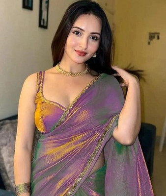watay Embroidered Bollywood Georgette Saree(Purple)