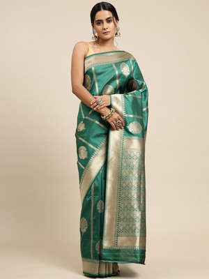 AMIRAT CLOTHING Self Design Banarasi Jacquard Saree(Green)