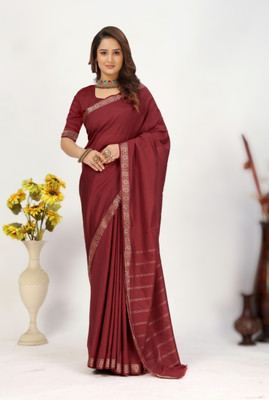 jeravi Self Design Bollywood Pure Silk Saree(Maroon)