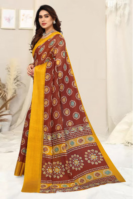 Winza Designer Geometric Print Daily Wear Cotton Blend Saree(Multicolor)