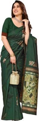 stylescope Woven Kanjivaram Jacquard Saree(Dark Green)