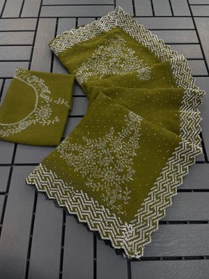 VarniRaaj Fashion Embellished Bollywood Organza Saree(Light Green)