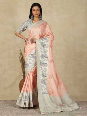 Tasrika Printed Banarasi Silk Blend Saree(Multicolor)