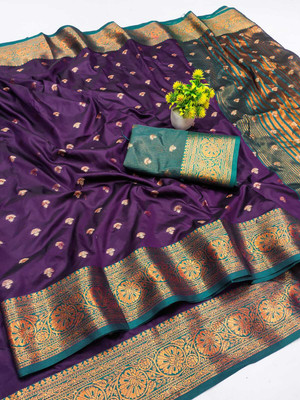 A To Z Cart Self Design Banarasi Pure Silk Saree(Multicolor)