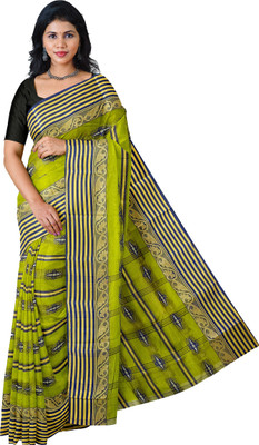 Mayabi Woven Tant Pure Cotton Saree(Green)