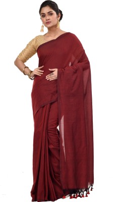 DipDiya Solid/Plain Handloom Pure Cotton Saree(Brown)