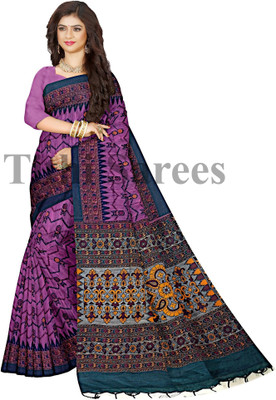 TITHISAREES Printed Sambalpuri Cotton Blend Saree(Pink)