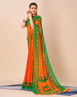 Varya Fashion Printed Bollywood Georgette Saree(Orange)
