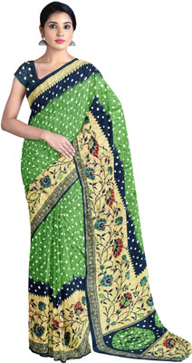 Gaurangi Creation Printed Daily Wear Crepe Saree(Green)