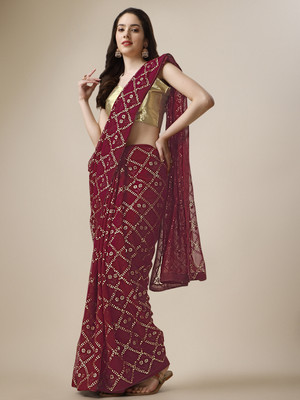 Moda Rapido Embroidered Bollywood Georgette Saree(Black)