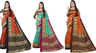 RUNAYA NX Woven Bollywood Art Silk Saree(Pack of 3, Multicolor)