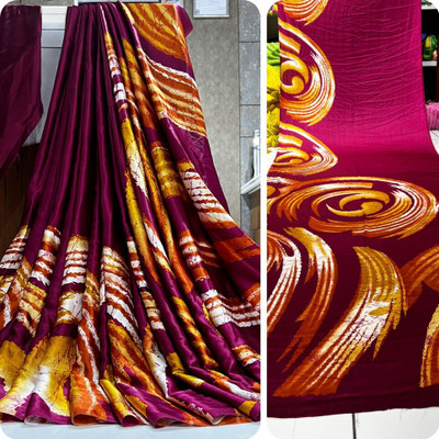 Bombey Velvat Fab Printed Dharmavaram Art Silk, Muslin Saree(Magenta)