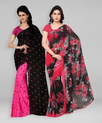 kashvi sarees Polka Print Daily Wear Georgette Saree(Pack of 2, Red, Black)