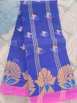 Moumitasaree Self Design, Solid/Plain Tant Pure Cotton Saree(Dark Blue)