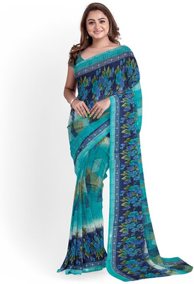 Saadhvi Printed Bandhani Georgette Saree(Green)