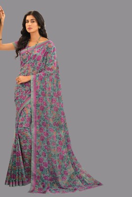 Gitanjali Fashions Floral Print Daily Wear Georgette Saree(Grey)