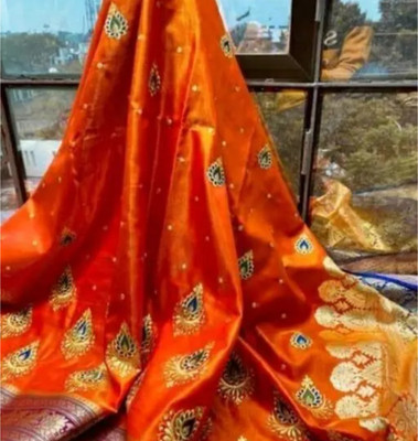 daniyal Printed Banarasi Pure Silk Saree(Orange)