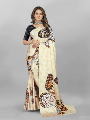INITHI Digital Print Bollywood Crepe Saree(Multicolor)