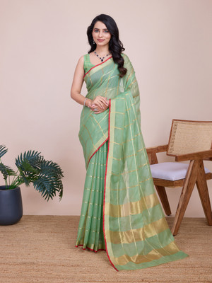 AMRUTKALA SAREES Printed Banarasi Silk Blend Saree(Green)