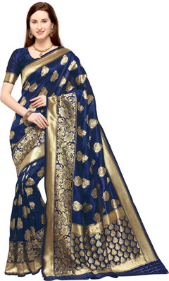 Trijal Fab Woven Banarasi Jacquard Saree(Dark Blue)