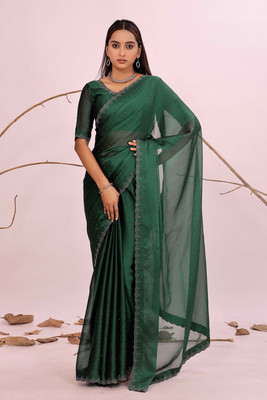 Suali Self Design Bollywood Georgette Saree(Green)