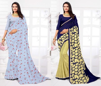 STYLEVEDA Paisley Daily Wear Georgette Saree(Pack of 2, Dark Blue, Grey)