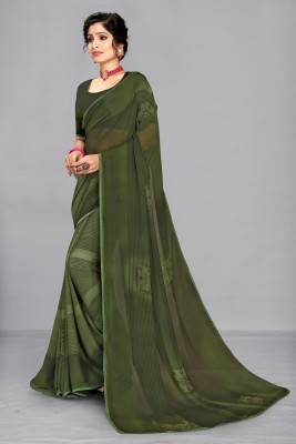 NANCY HUB Solid/Plain, Self Design, Applique Bollywood Lace, Jute Silk Saree(Dark Green)