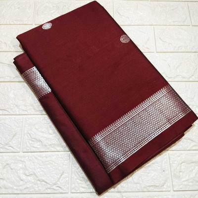 ns collection Self Design Paithani Cotton Silk Saree(Maroon)