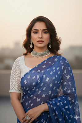 Amavii Printed Bollywood Georgette Saree(Blue)