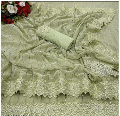 Lighthouse Solid/Plain Bollywood Lycra Blend Saree(Light Green)