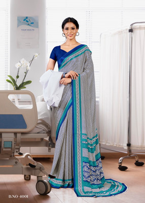 Veer Vision Printed Bollywood Crepe Saree(Green, Dark Green)