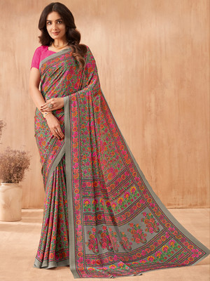 Divastri Printed Bollywood Crepe Saree(Grey)