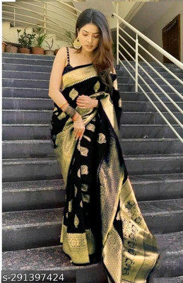 Achintyah Self Design Bollywood Jacquard Saree(Black)