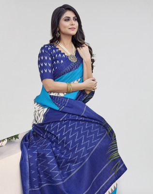 ANIRAV Embellished Daily Wear Art Silk Saree(Blue)