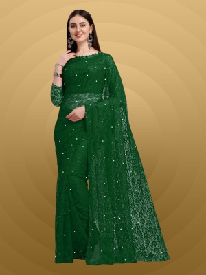 finufashion Self Design Bollywood Net Saree(Green)