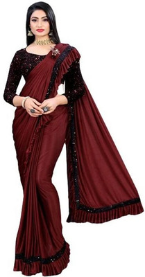 Shriwali Fashion Embellished Bollywood Lycra Blend Saree(Maroon)