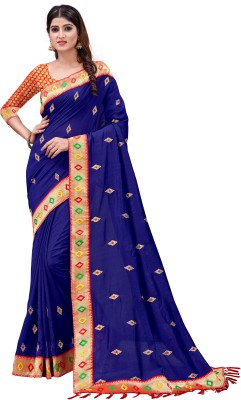 Jeel Fashion Embroidered Bollywood Art Silk Saree(Blue)