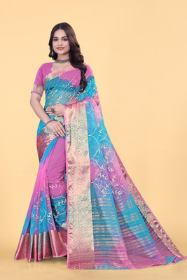 Aarunika MNT Solid/Plain Bollywood Organza Saree(Pink)