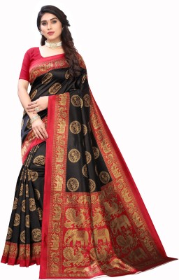 Suntex Self Design Mysore Art Silk Saree(Black)