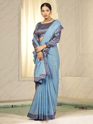 Divastri Embellished Bollywood Chiffon Saree(Blue)