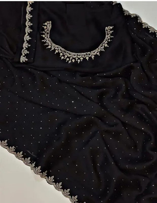 Stylevital Self Design Daily Wear Chiffon Saree(Black)