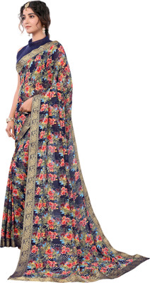 Aadimam Creation Printed Bollywood Georgette Saree(Blue)
