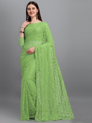 finufashion Self Design Bollywood Net Saree(Light Green)