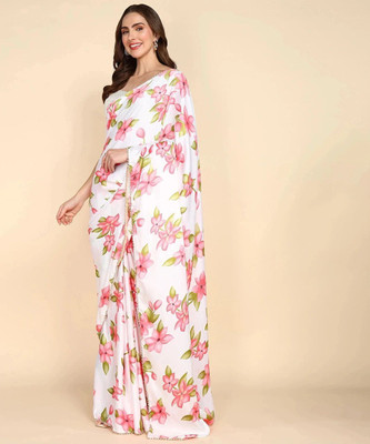 AVANSHEE Floral Print, Digital Print Bollywood Satin Saree(Pink)